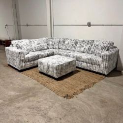 Brand New White Mix Sectional with Ottoman