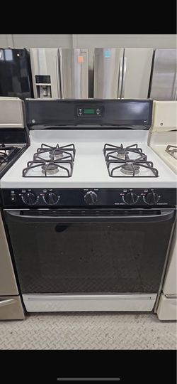 GE Black and White 30” Gas Stove