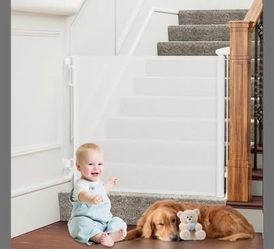 PRObebi Retractable Dog Gate 54" Wide 34" Tall, No Drill