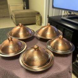 Turkish Handmade Special Serving Plate / Carved Copper Serving Plate / Kitchen Decor (Set of 5)