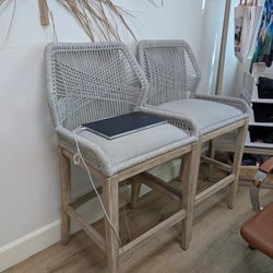 Woven Grey Counter Stools - 4 Set
