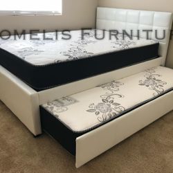 Full/Twin Expresso Trundle Beds w. Orthopedic Mattresses Included 