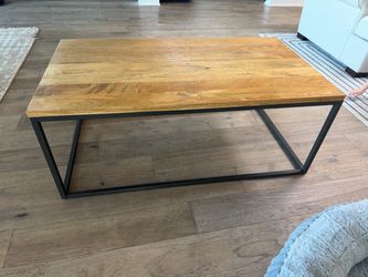 West Elm Wood Top Coffee Table with Metal Base