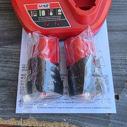 MILWAUKEE M12V -2-BATTERY Y CHARGER BRAND NEW