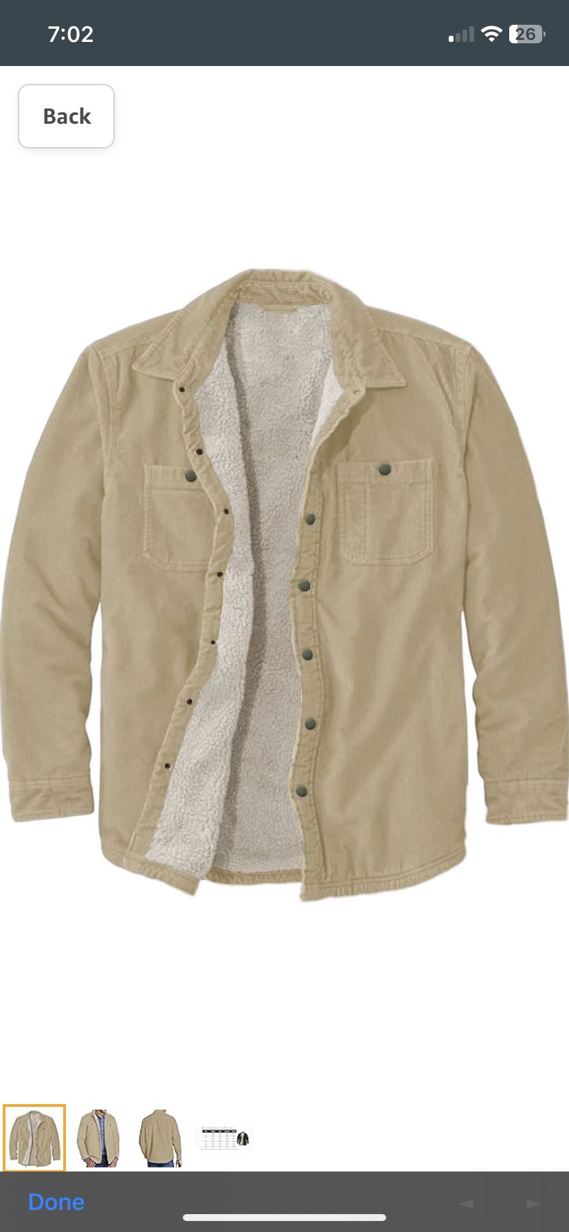 Men's Corduroy Sherpa Lined Shirt Jacket Long Sleeve Casual Button-Up Fall Winter Coat