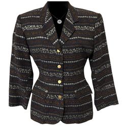 JEAN PAUL GAULTIER ($1,284) Vintage 1990s Patterned Jacquard Button Front Blazer 10