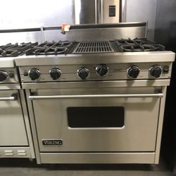 Viking Gas Range Stove 36”wide In Stainless Steel With Charbroil Grill