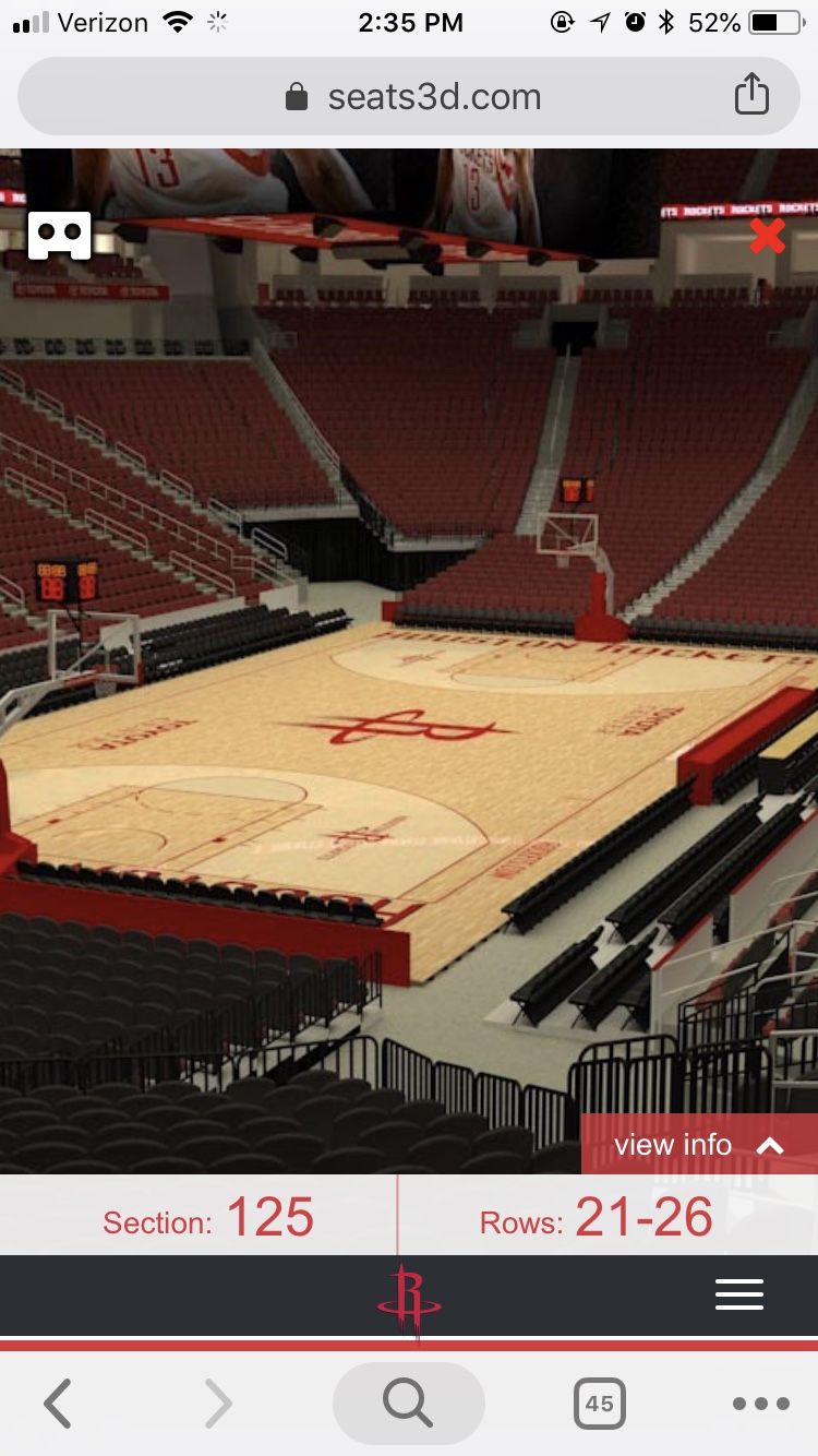 (2) Rockets v. Bulls - Sec. 125 - **Under Face**