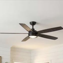 Brand New Driskol 60 in. White Color Changing LED Matte Black Smart Ceiling Fan with Light Kit and Remote Powered by Hubspace