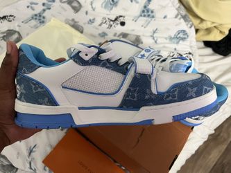 Louis Vuitton Blue Crystal 'LV Trainer' Sneakers