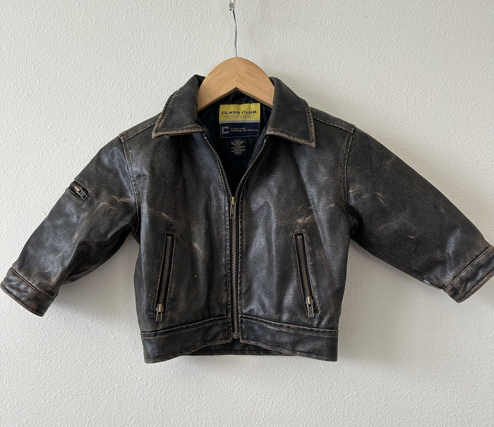 Class Club Performance Kids Brown Faux Leather Motorcycle Jacket LEGEND Kids 2/3