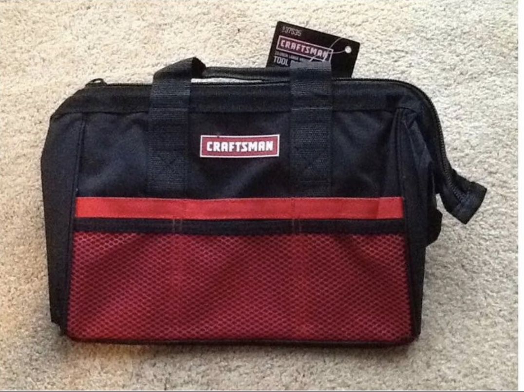 NEW CRAFTSMAN RED & BLACK WIDE-MOUTH TOOL BAG - GREAT GIFT!