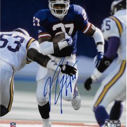 New York Giants Rodney Hampton Signed Autographed 8x10 Photo Blue Jersey