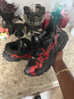 Balenciaga Runner Sneakers Black Red Graffiti