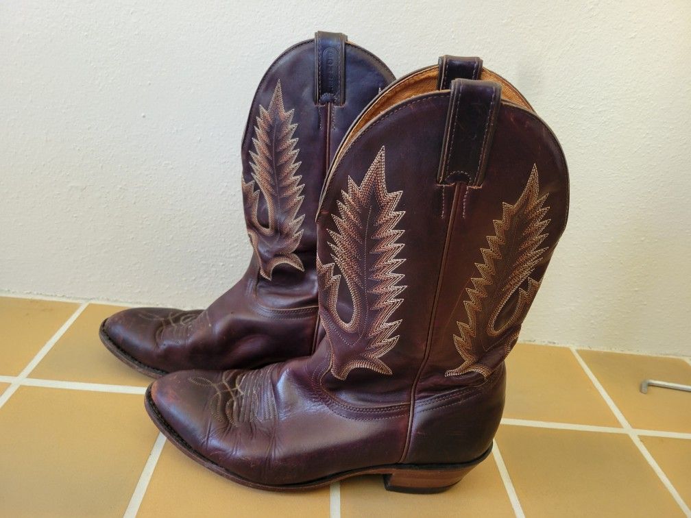 Boulet Canada Mens Size 11 E Brown Leather Cowboy Boots Western Rodeo 7032
