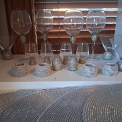 Crystal And Rhinestone Table Set