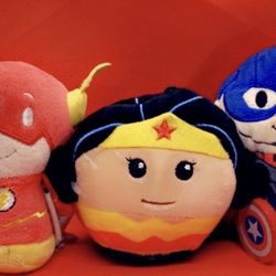 Hallmark Plush Itty Bittys Flash & Captain America And Wonder Woman Plush Lot