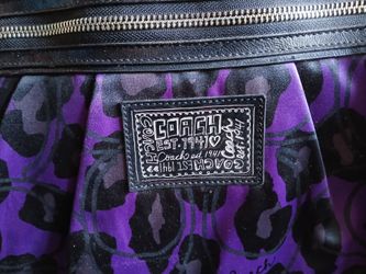 Coach Poppy Collection Purple and Black Satin Ocelot Print