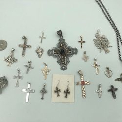Sterling Silver Cross Pendants/Earrings/Necklace 