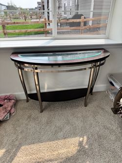 Demilune Console Table with Glass Insert