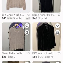 Clothing For Sale. Brands Include Eileen Fisher, Free People, Banana Republic And More.