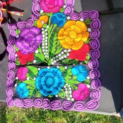 Apron With Flowers And Pockets