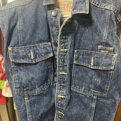 Size medium Coca Cola Denim Jean Jacket Vest Vintage 1980’s
