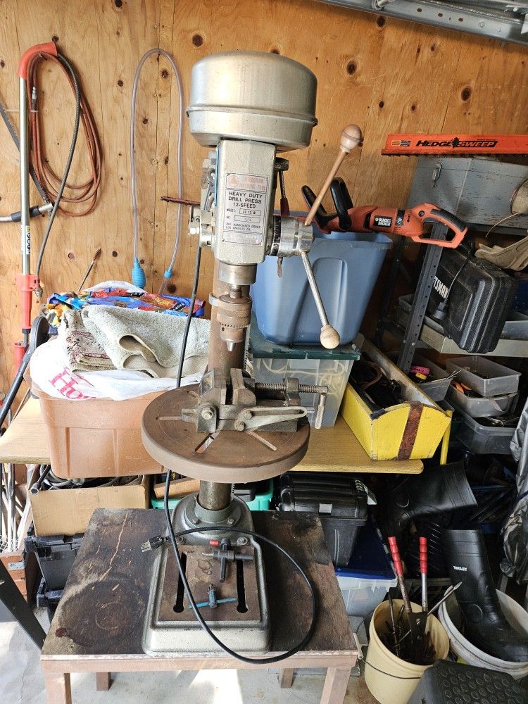 Intergram Heavy Duty Drill Press 12 Speed In Grate Working Condition