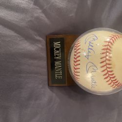 Hand Signed Mickey Mantle Baseball With COA 