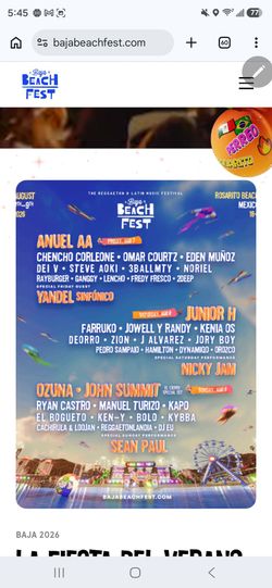 Baja Beach Fest 2026 tickets (4 total)