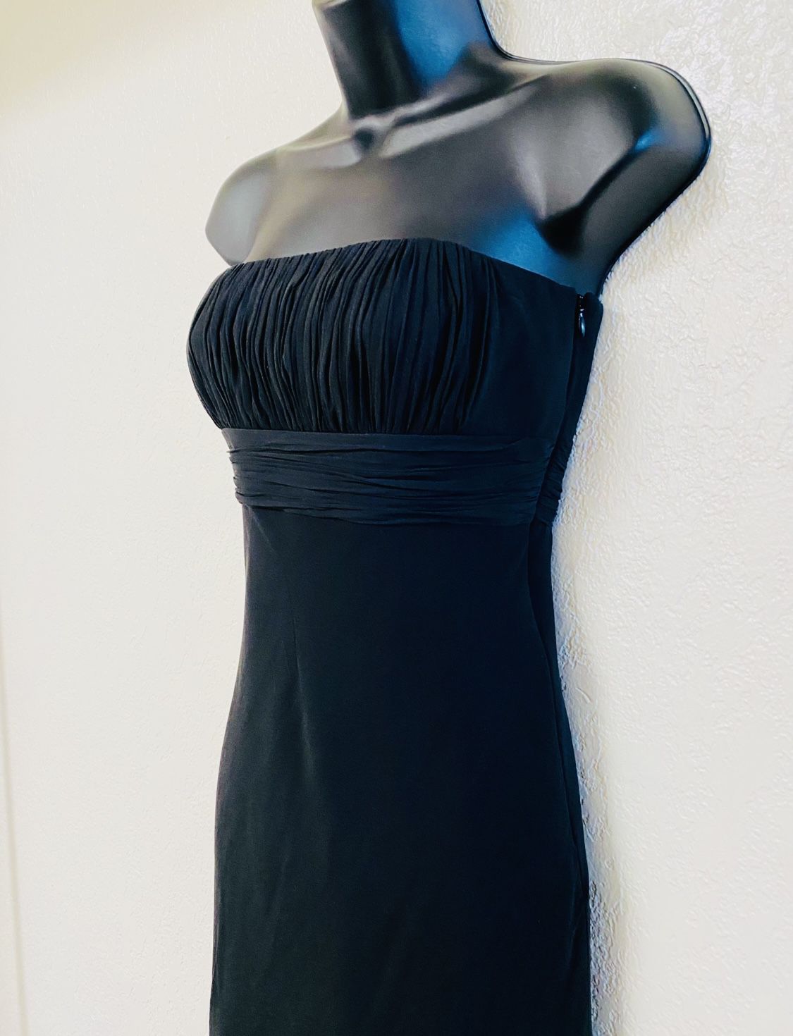 ANN TAYLOR, Black Strapless Chiffon Dress, Size 4P