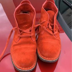 Coach  Ankle Lace up Boots Orange 🍊 Suede Mens Sz7/w9 