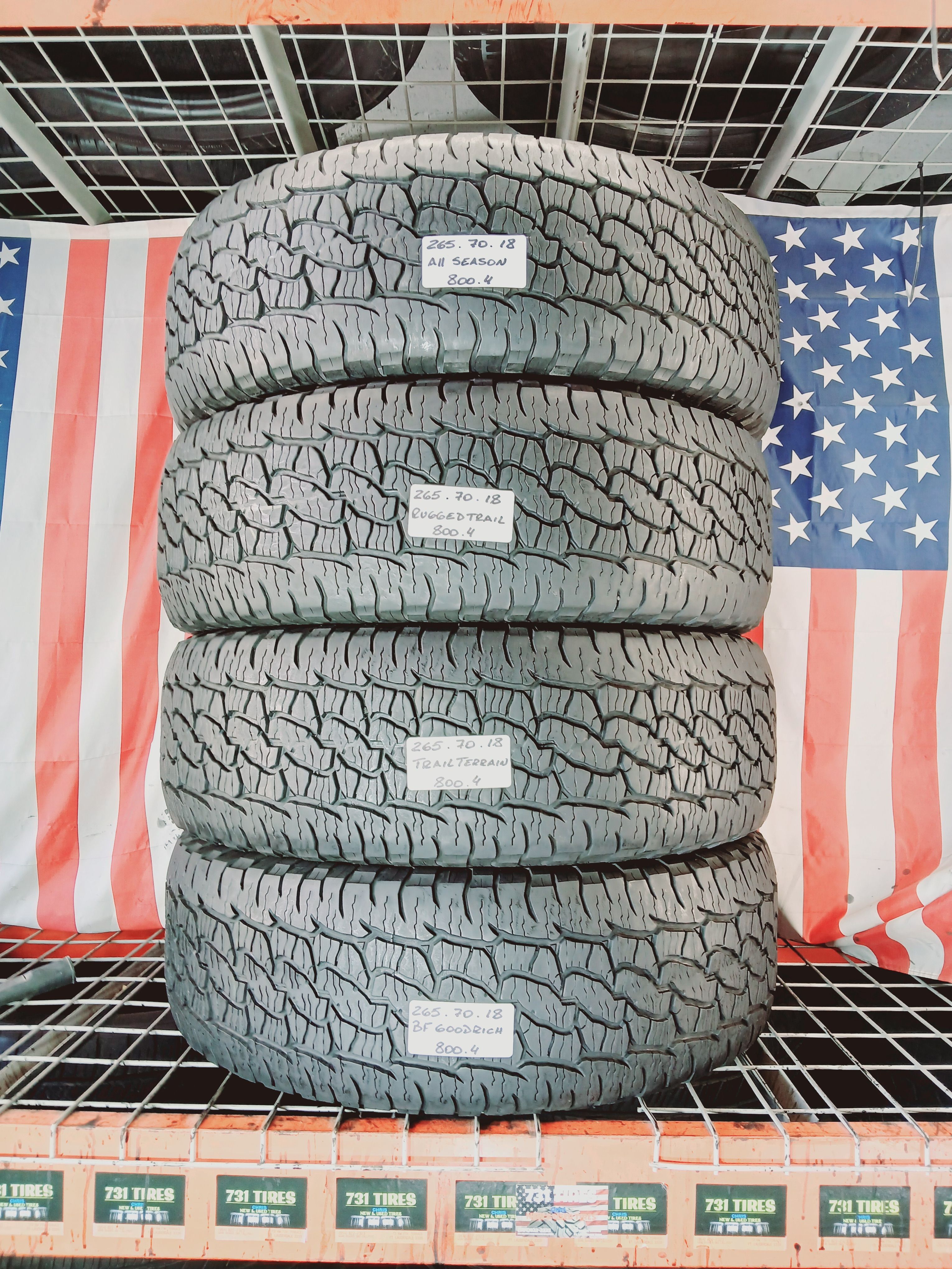 265/70R18 BF GOODRICH RUGGED TERRAIN K0 ALL TERRAIN265 70 R17 TAKE-OFF USED TIRES 265 70 18