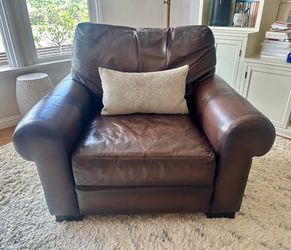 Pottery Barn Turner Roll Arm Leather Chair