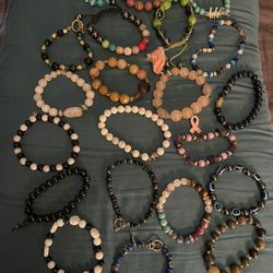 assorted stone bracelets