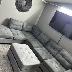 L Shape Sectional With Ottoman 