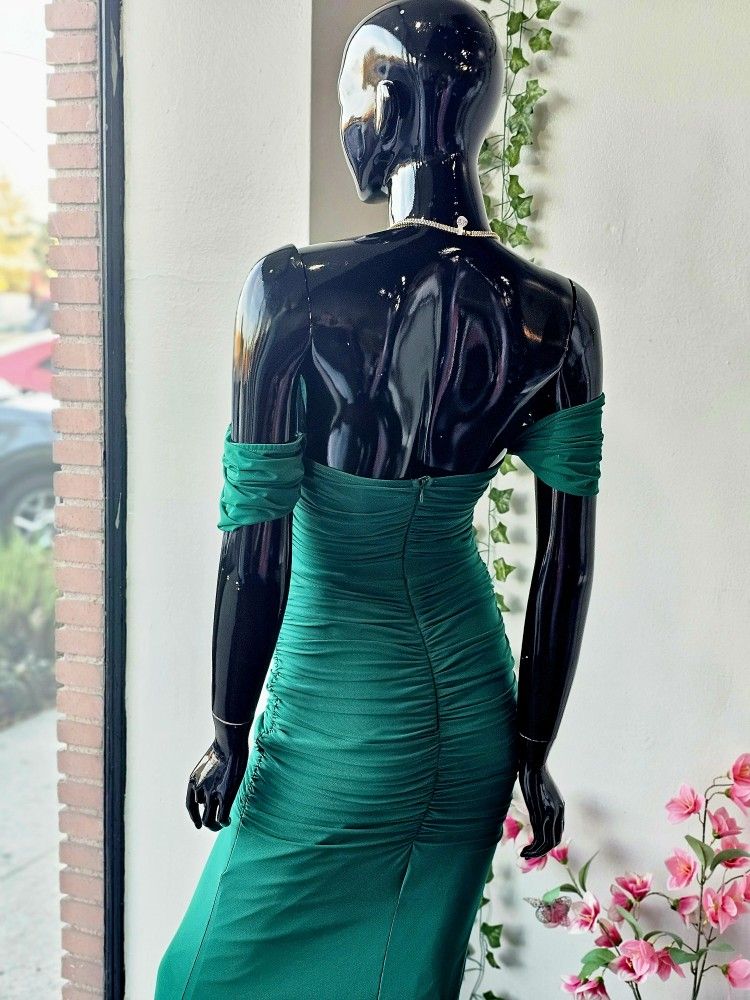 Emerald green mesh Maxi Dress / Size 4 Small / Prom / wedding /  bridesmaids/ party dress