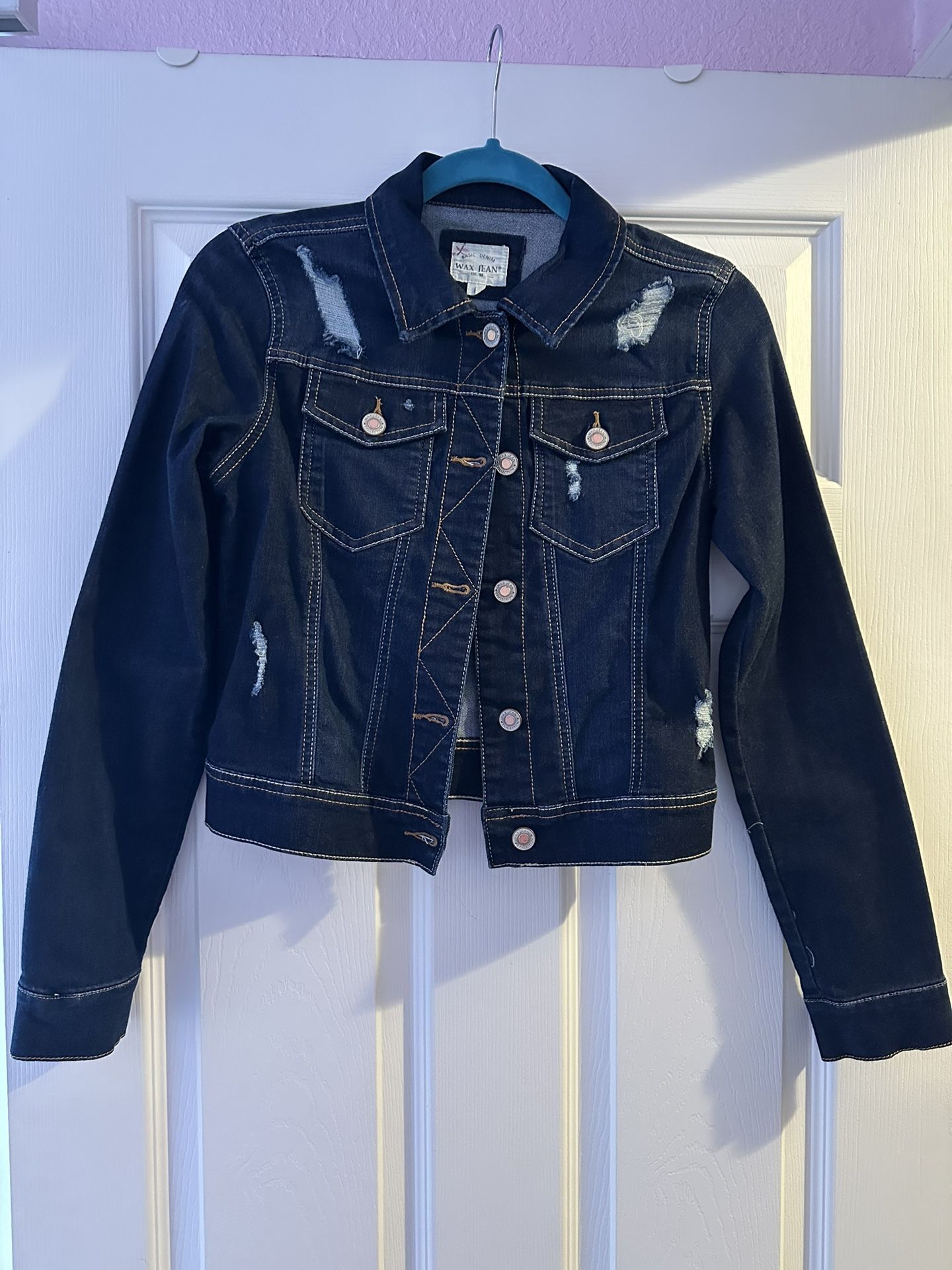 Wax Jeans Denim Jacket Distressed Size Small New
