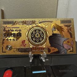 24k Gold Foil Plated Deidara Naruto Banknote 
