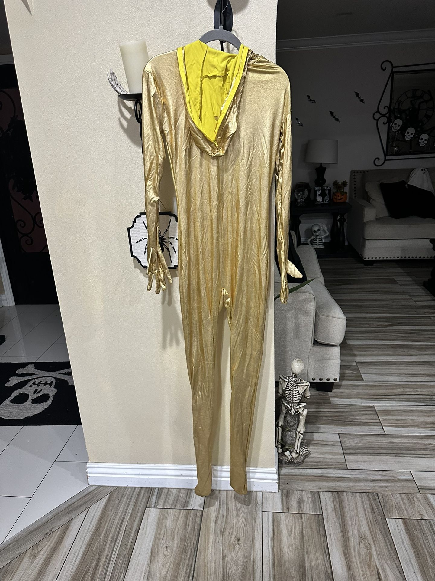 Halloween Shiny Spandex Metallic Bodysuit Gold