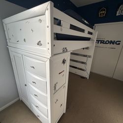 Bunk Bed, With Storage Drawers And Ladder, White