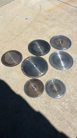 Carbide saw blades 14, inches 12 inches, 10 inches.