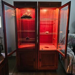 Klaussner Modern Cherry Wood & Glass Display Cabinets (Pair) $395 OBO