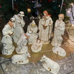 Christmas Nativity Set Porcelain Ceramic Large 12" Inches
