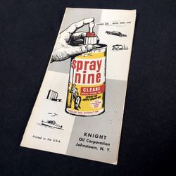 Vintage 1960s SPRAY NINE Advertising Pamphlet - Knight Oil Corp. - Johnstown NY - RARE!!