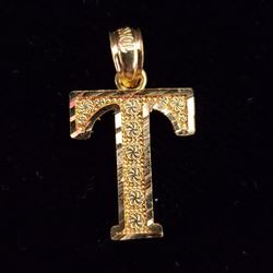10kt Gold Letter T Pendant