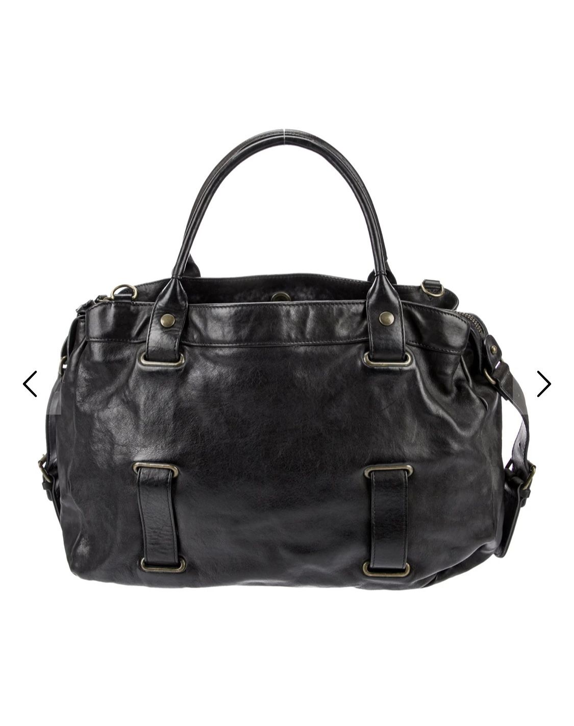 Black Leather Theory Top Handle Bag 