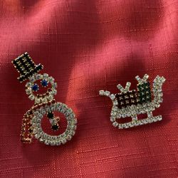 Two (2) Vintage Xmas Pins