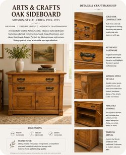 A solid oak Arts & Crafts / Mission-style sideboard or small buffet, circa 1905–1925.u