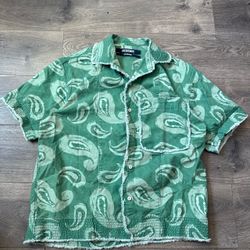Jacquemus Green designer bandana pattern button up